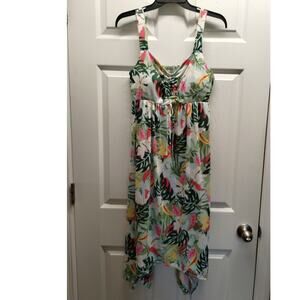 NWT Jamie & Layla Women Size Large Tropical Sleeveless Asymmetric Hem Midi Dress